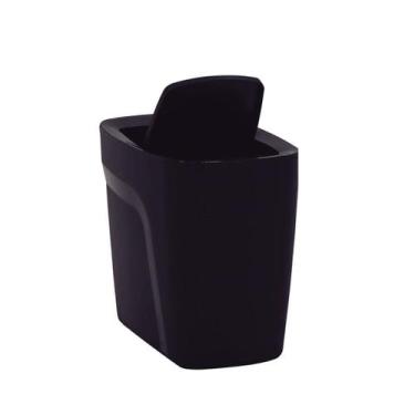 Imagem de Lixeira Esconde Saco Tramontina ou Branco Preto Tampa 6,5 L, Preto