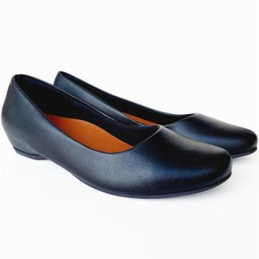 Imagem de Sapatilha Couro Macio Usaflex Bico Redondo Salto Embutido, Preto, 38