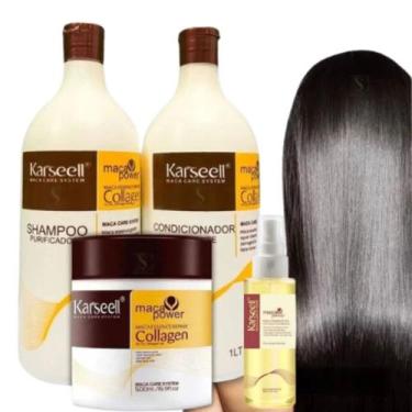 Imagem de Kit Karseell Completo Shampoo 1Lt Condicionador 1lt Máscara 500g Óleo 