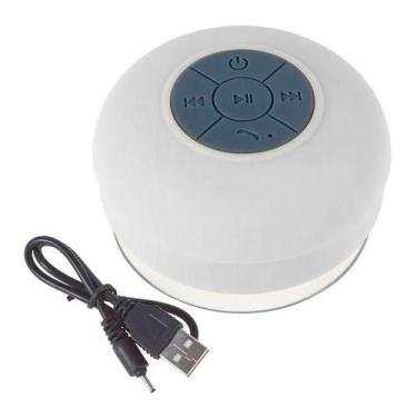 Imagem de  Mini Caixa De Som À Prova DÁgua Bluetooth Usb Branca - Bc Bora Colega