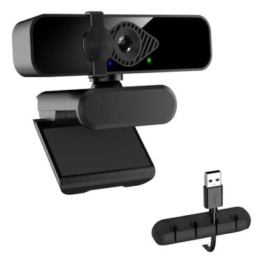 Imagem de Webcam 2K para PC, câmera de computador USB com visualização de 85°, com microfone com cancelamento de ruído e capa de privacidade, câmeras Web HD para monitor de laptop, streaming de Mac, webcams de