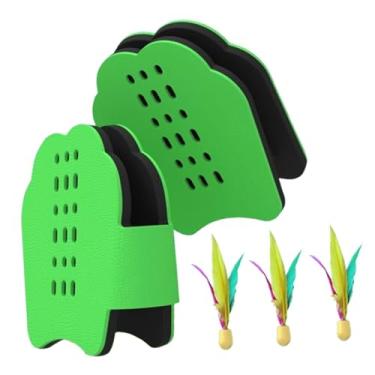 Imagem de Dynwave Raquetes de badminton mão raquetes de badminton pai criança jogo peteca com saco de armazenamento para esportes brinquedos quintal festival interior, Verde