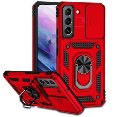 Imagem de Tothedu Capa para Galaxy S22 5G, capa para Samsung S22 SM-S901U com capa deslizante para câmera, anel giratório de 360° integrado com suporte magnético à prova de choque para Samsung Galaxy S22