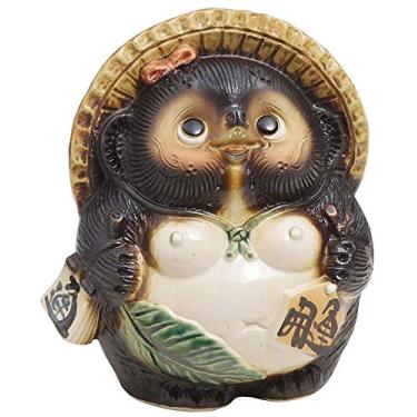Imagem de Shigaraki Cerâmica 22,8 cm Cachorro guaxinim Onegai Tanuki Fêmea Feita no Japão