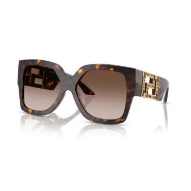 Imagem de Versace Óculos de sol femininos armação Havana, lentes gradientes marrons, 59 mm, Havana, X-Large