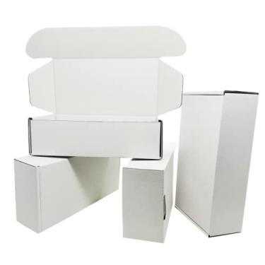 Imagem de Czofnjesi Caixa branca pequena 5 x 3 x 1 polegada 50 pacotes recicláveis ​​de papelão ondulado para presente, armazenamento de embalagens de negócios, caixas de transporte