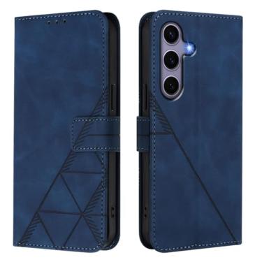 Imagem de Asdsinfor Capa para Samsung Galaxy S25, capa carteira de couro PU premium com suporte para cartões de crédito fecho magnético à prova de choque Flip Folio Protection Case para Galaxy S25 Azul YBS
