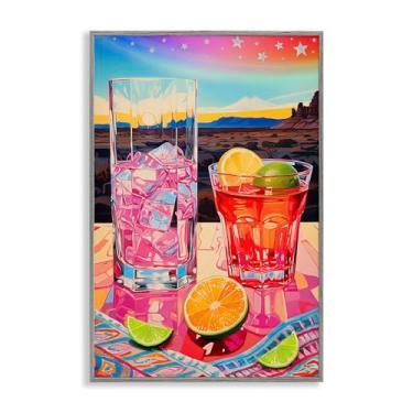 Imagem de Stupell Industries Arte de parede giclée emoldurada Cocktails at Sunset View por Jess Stempel, moldura cinza, 40 x 61 cm