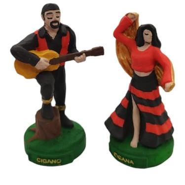 Imagem de Imagem Ciganos casal cor Preto e Vermelho 11 cm em Resina