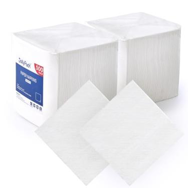 Imagem de JollyPack Guardanapos de papel branco de 1000 unidades - 1 camada 6,5 x 16,5 guardanapos de coquetel descartáveis a granel, papel de jantar para restaurantes, bares e festas - 33 x 33 desdobrados