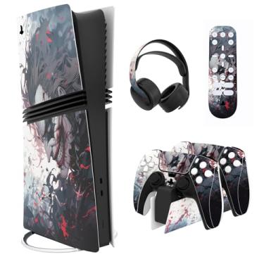 Imagem de PlayVital Conjunto completo de adesivos para console digital e disco ps5 Pro, acessórios de vinil para controle ps5, fone de ouvido, estação de carregamento e controle remoto de mídia, palhaço matador