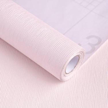 Imagem de Sevalo Papel de parede rosa claro descascar e colar papel de contato rosa para armários e gavetas texturizado em relevo autoadesivo papel de parede removível quarto banheiro à prova d'água meninas