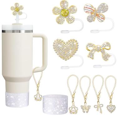 Imagem de Mity rain Conjunto de 9 peças de capas de canudo para Stanley Cup 850.5 g 1,134 g, todos os acessórios compatíveis com garrafa de água Stanley, topo de palha de silicone de 10 mm e pingentes de alça