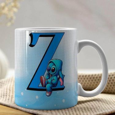 Imagem de Caneca De Porcelana Stitch Letras A-z 325ml Azul Z