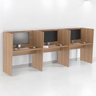 Imagem de Estação De Trabalho Escritório Mesa Call Center 3 Lugares Montana