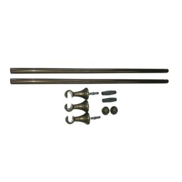Imagem de Suporte Cortina 2 Varão Fino 19mm Kit Instalação Completo - Casa Armaz
