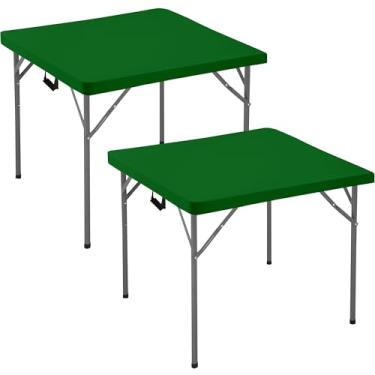 Imagem de Enjoyidea Toalha de mesa quadrada justa 91 x 91 cm - pacote com 2 toalhas de mesa de elastano com cartão verde - pequena capa de mesa elástica dobrável para cozinha, jantar, piquenique, pátio, mesa de