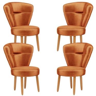 Imagem de Kit 4 Cadeiras Decorativas para Sala de Espera Recepção Moderna Tecido Veludo MOBLAN decor (Terracota)
