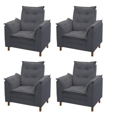 Imagem de Kit 04 Poltronas Isa Escritório Consultório Recepção Suede Cinza - Mabe Magazine