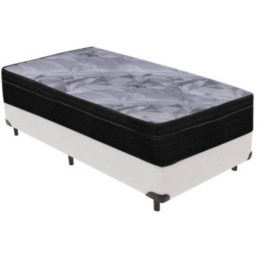 Imagem de Cama Box Branco e Colchão Airtech Pampa Molas ensacadas Solteiro Ortobom
