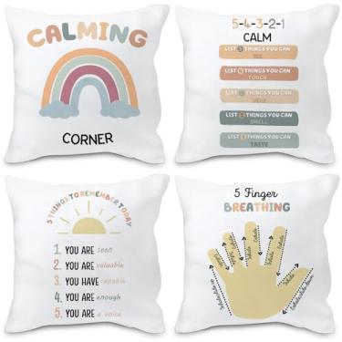 Imagem de Nvotell Capas de almofada de canto calmante 50 x 50 conjunto de 4 - capas de travesseiro boho, suprimentos de canto calmo arco-íris, itens essenciais para sala de aula, fronha aconchegante de canto de