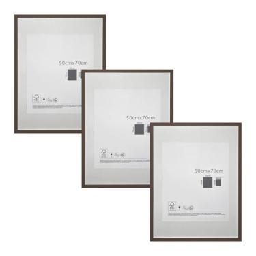 Imagem de KIT 3 Porta Retratos Quadrado de Vidro com Paspatur Expositor para Fotos 70x50 Versátil para Parede ou Balcão Outlet dos Quadros (Tabaco)
