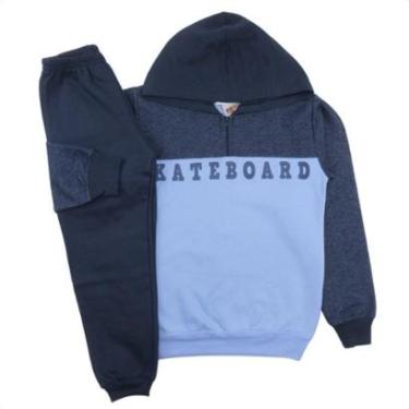 Imagem de Conjunto Juvenil Moletom Flanelado Touca e Zíper Skateboard-Masculino