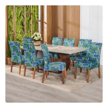 Imagem de Kit Capa De Cadeira 8 Unidades Tecido Malha Gel ESTAMPADA - Lenharo En