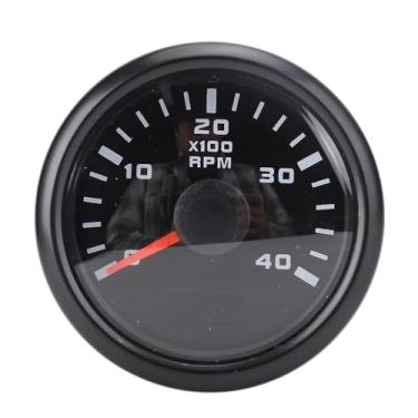 Imagem de Tacômetro de ponteiro de 9 a 32V com horímetro, Tacômetro de barco universal com tela de LED de 52 mm e 4000 RPM com luz de fundo de 7 cores para Carro, (Dial preto Tampa preta
