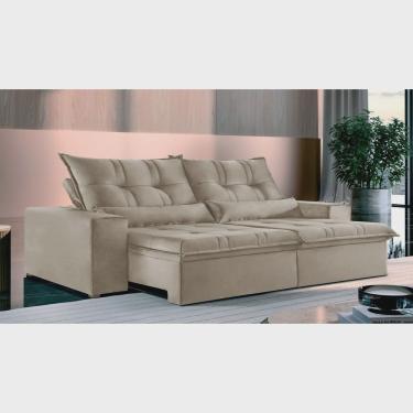 Imagem de Sofá 5 Lugares Retrátil e Reclinável Galícia Veludo com Molas