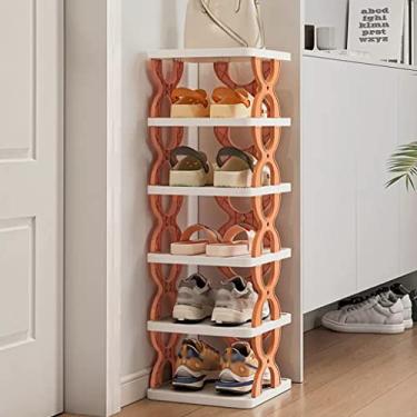 Imagem de Sapateira estreita de 6 camadas, caixa de entupimento pequeno suporte vertical para sapatos, entrada DIY que economiza espaço, armário, entrada, fácil de montar, armazenamento permanente de poeira