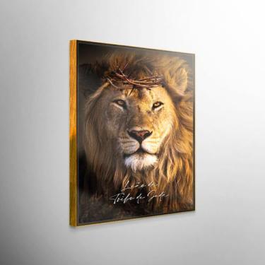 Imagem de Quadro Decorativo Leão da Tribo de Judá - AB Art, Dourado, 40x60