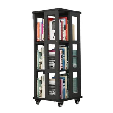 Imagem de AKALNNB Torre de estante giratória, suporte de exibição de unidade de 360° com rodas universais, suporte para CD no chão, fácil de montar para quarto, sala de estar, casa