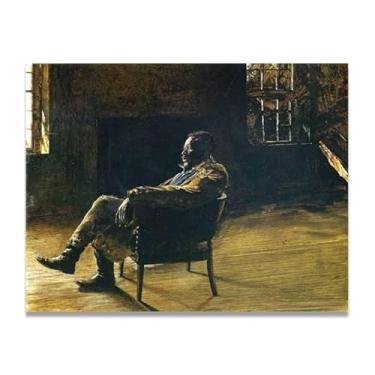 Imagem de Impressão em tela Monólogo Andrew Wyeth - Arte de realismo americano, pintura em aquarela e têmpera de ovo para decoração de casa 20 x 26 cm