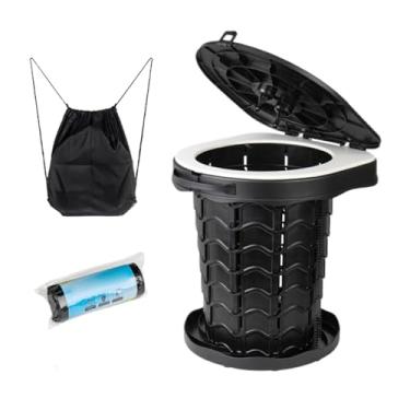 Imagem de Banheiro portátil de acampamento, banheiro externo, Banheiro móvel portátil, Altura ajustável Potty retrátil para crianças e adultos Banco de acampamento ao ar livre para a da praia de barco viagens l