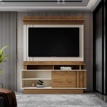 Imagem de Estante Painel Home para TV 55" Goiás Off White/Amêndoa- MABE MAGAZINE