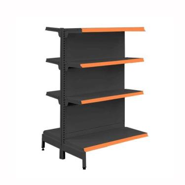 Imagem de Gôndola Prateleira Preta Para Supermercado 4 Níveis 40x30 New Plus 1,4