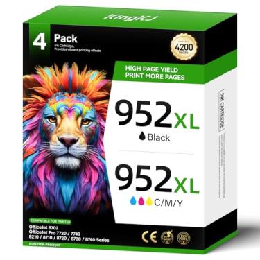 Imagem de Pacote de substituição de cartuchos de tinta 952XL para impressora HP 952 XL compatível com HP Officejet Pro 7740 7720 8210 8216 8702 8710 8720 8740 8715 8725 8730 8700 7730 (preto Cycle) um amarelo