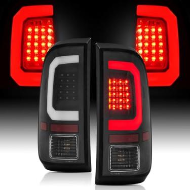 Imagem de Conjunto de luz traseira de LED compatível com Ford F250 F350 Super Duty 2008-2016 Lâmpada de freio traseiro, tubo de LED tipo C, lente transparente de invólucro preto