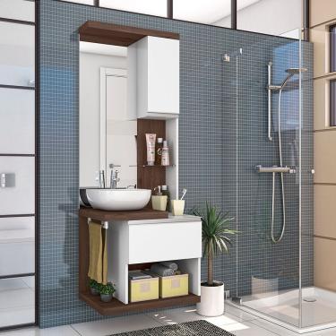 Imagem de Conjunto Armário Para Banheiro Paris Nogal Ebano