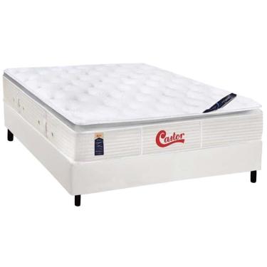 Imagem de Cama Box Casal: Colchão Molas Ensacadas Castor Pocket Slx Vitagel One + Base White(138X188)