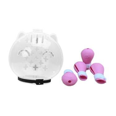 Imagem de WeiLaiKeQi Gato Focinho Transparente com Botas Multifuncional Capacete de Bolha Máscara Facial Capuz de Gato Máscara de Bola para Viagem Casa Barbear Beleza, M Pink Foot Pads
