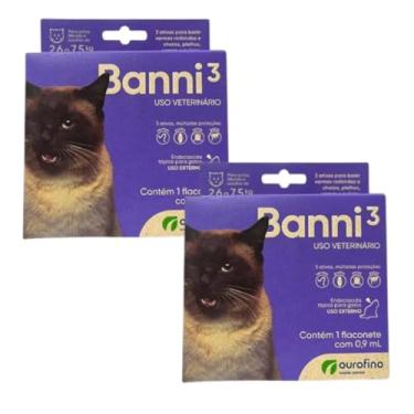 Imagem de Kit 2 Banni3 Antipulgas Sarna Gatos Ourofino 2,6 A 7,5kg