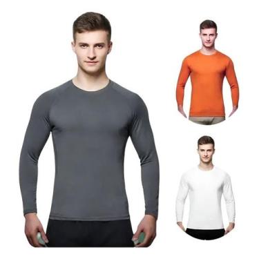 Imagem de Kit 3 Camisas Masculina Manga Longa Malha Fria - C&c, Grafite, Laranja
