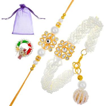 Imagem de Tarini Gallery Conjunto de 2 Rakhi e Lumba para Brother Bhaiya Bhai Bhabhi Raksha Bandhan Thread Roli Chawal Embalagem de Presente, One Size, Plástico, Sem Pedra Preciosa