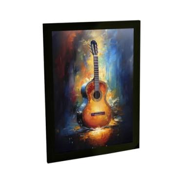 Imagem de Quadro Decorativo Violão Escuro Ilustração Pintura Óleo
