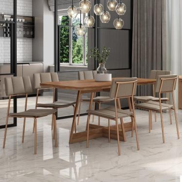 Imagem de Conjunto Sala De Jantar Los Angeles 6 Cadeiras Carraro Areia/rose/nogal