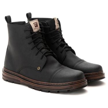 Imagem de Bota Coturno Moda Casual Masculina Dia Dia Cano Médio Cadarço Ziper Sola Borracha Leve Homem Fashion-Masculino