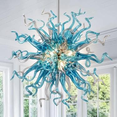 Imagem de Zonstore Lustre Art Déco De Luxo, Vidro Soprado À Mão, Luminária Pendente Para Quarto, Sala Jantar, Estar, Escada, Hotel, Lobby, Cozinha (Tamanho E Cor Personalizáveis)