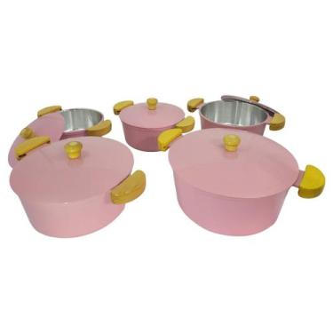 Imagem de Jogo de Panelas 5 Peças Grossas em Alumínio Fundido ou Batido - Com Ta